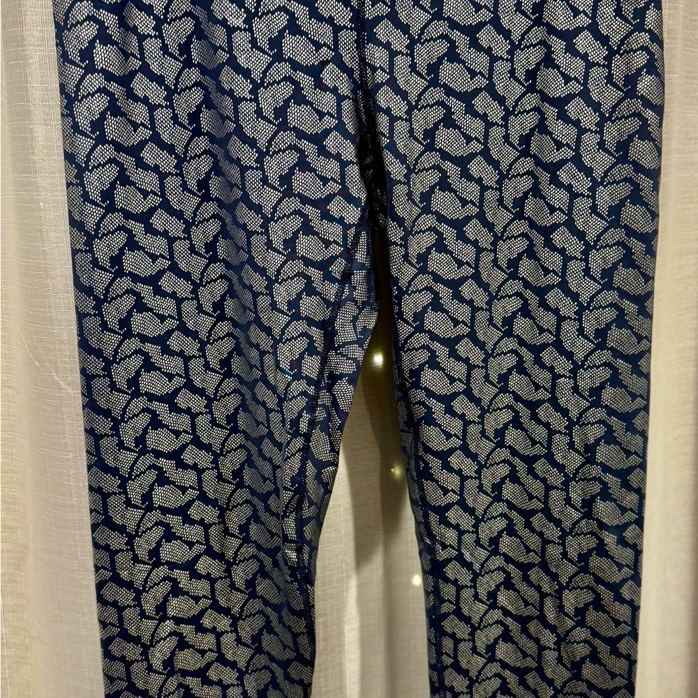 Rae Mode Women’s Activewear Leggings Stylish Blue and Silver Metallic